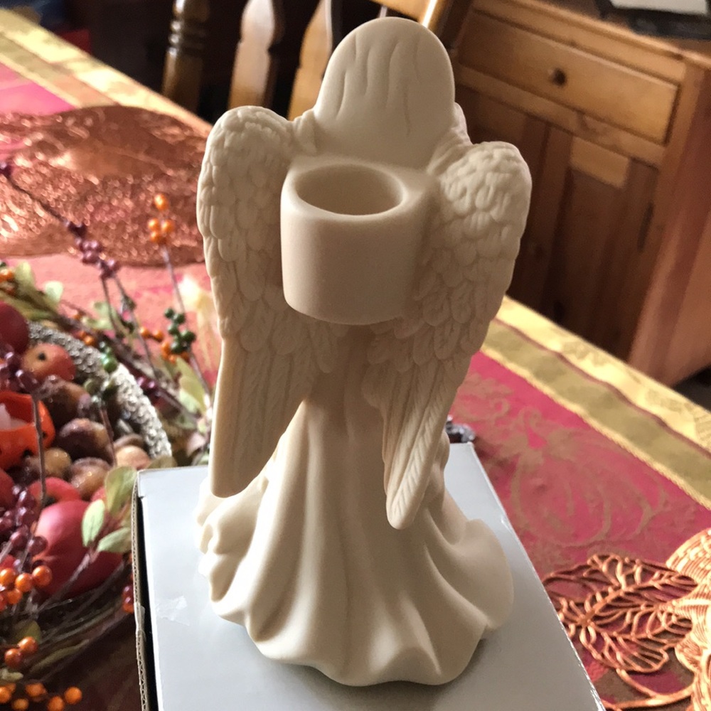 Partylite Pewter ANGEL Candle SNUFFER with Ceramic ANGEL of LIGHT single candle - Picture 3 of 14
